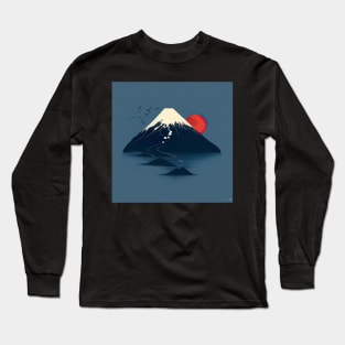 Mount Fuji Japan Illustration Long Sleeve T-Shirt